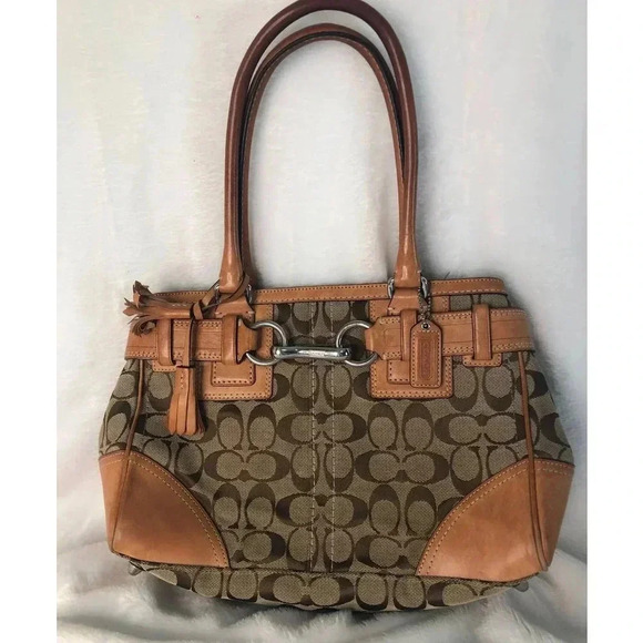 Coach Vintage Signature Canvas Leather Brown Bag